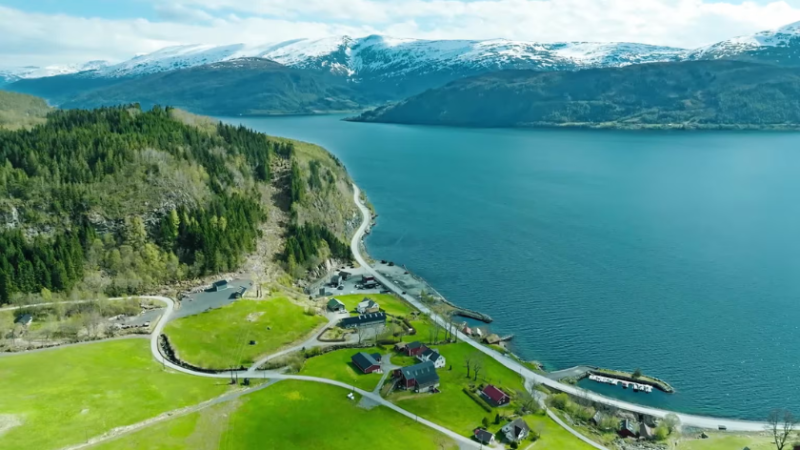 The striking entrance to the Lefdal Datacenter in Norway