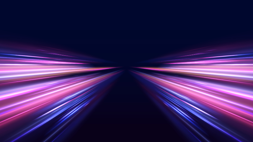 Concept of high-speed internet, showing abstract light trail effects