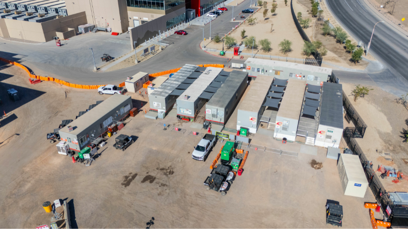 Aerial view of QTS data center construction