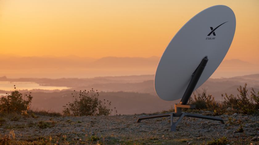 A Starlink terminal set up in a remote area