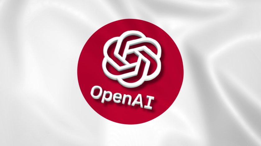 The flag of Japan with OpenAI's logo superimposed in the centre