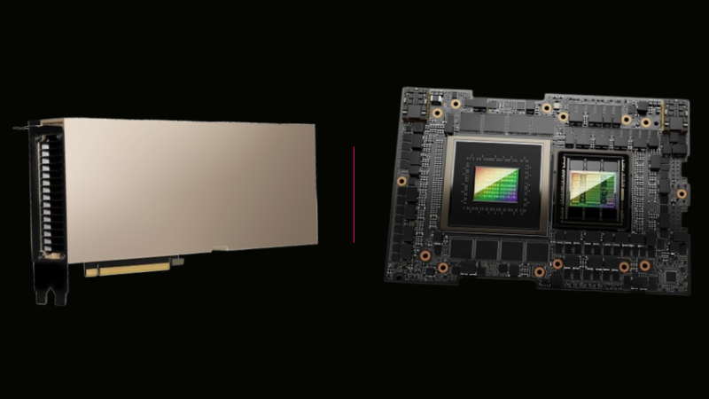 The Nvidia H800 used by DeepSeek's AI researchers (L) compared to the Nvidia H200 accelerator (R) used by some of the biggest AI developers in the West