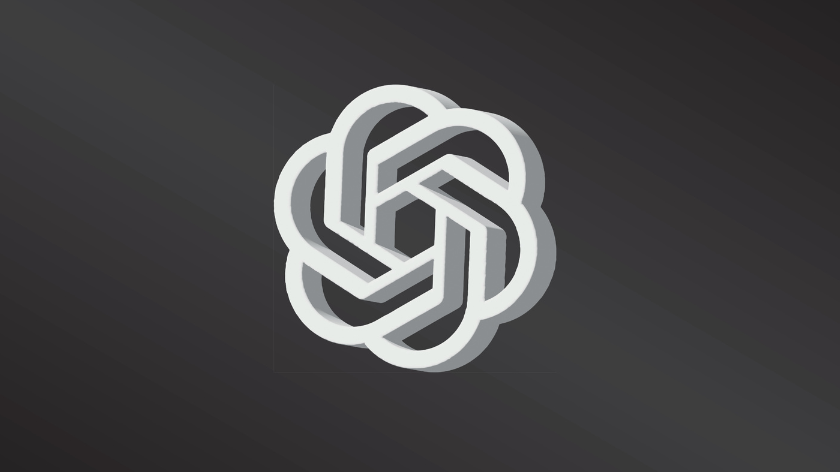 3D render of OpenAI logo on a greybackground