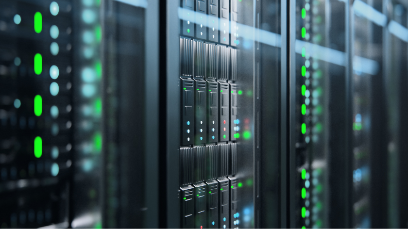 Generic close up of a rack of servers in a data centre