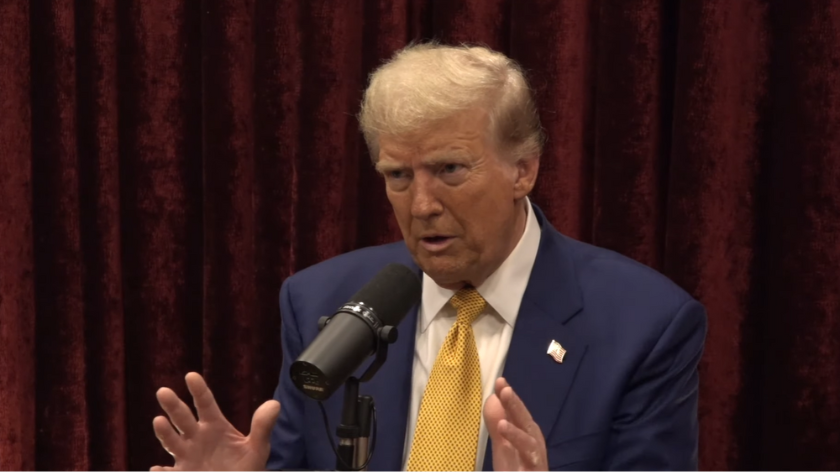 Former businesses man Donald Trump appearing on the Joe Rogan Experience Podcast