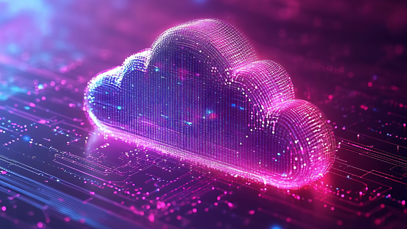 AI-generated Cloud Computing Abstract 3D Illustration with Circuit Board Background