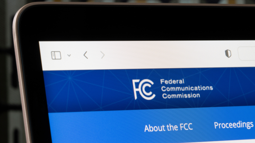 Homepage of the Federal Communications Commission (FCC) as seen on a laptop computer.