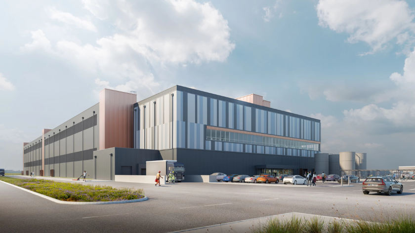 A digital render of one of Amazon's new data centres in Sweden made from low-carbon steel